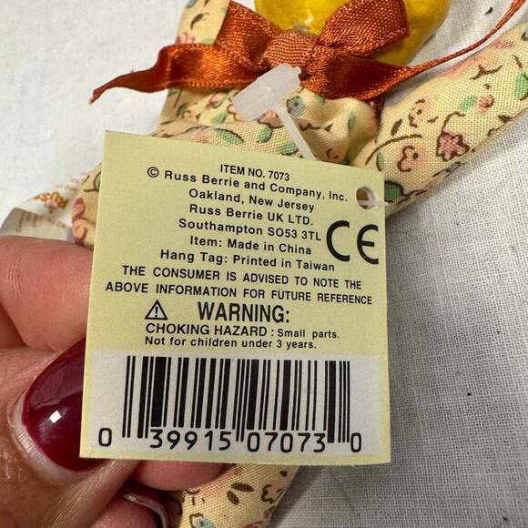 Russ Teeny Beenies Teenie Duck Clay Head Plush Stuffed Floral Material Body 5" - Picture 4 of 5